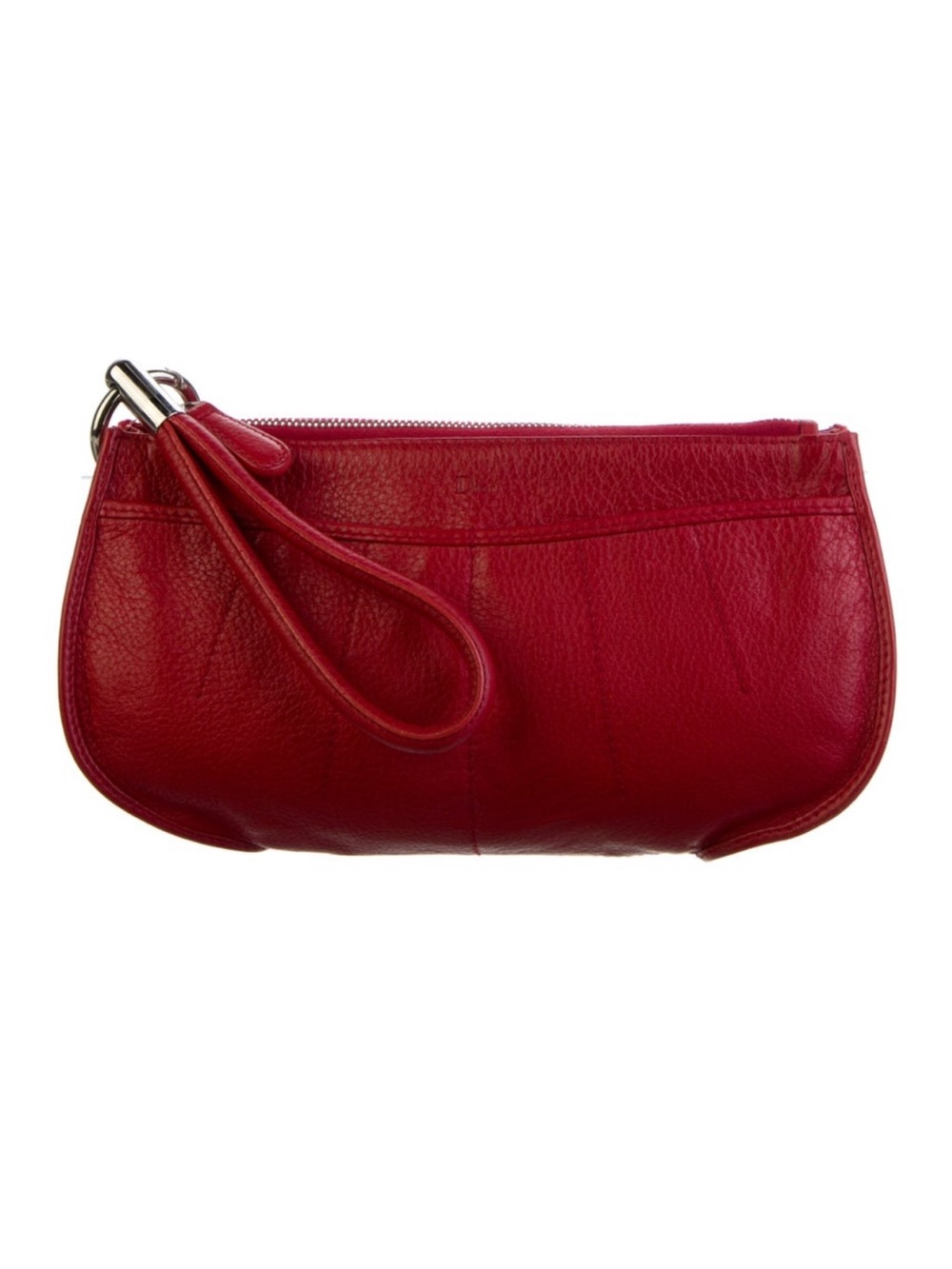 Vintage red Christian Dior leather wristlet clutch